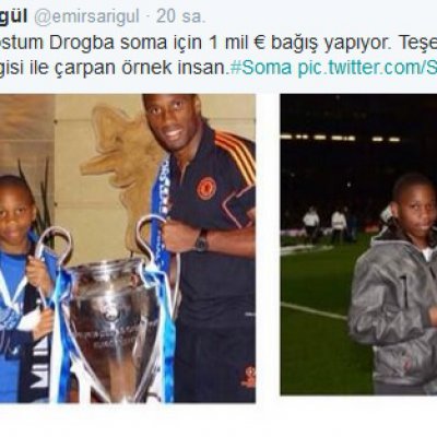 "Didier Drogba Soma'ya 1 milyon avro yardım yapacak" tviti.