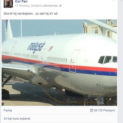 Holandalı Cor Pan'ın Malezya uçuşundan önceki facebook şakası...
