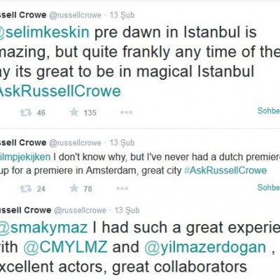 Russell Crowe'un 'Son Umut' (Water Diviner) filmiyle ilgili Tvitleri