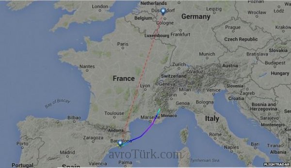 Düşen Germanwings uçağının rotası